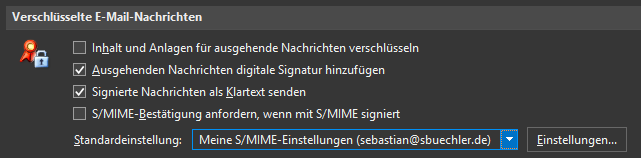 s mime security settings